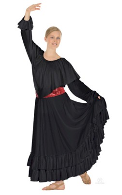 Flamenco Skirt with Solid Double Ruffle